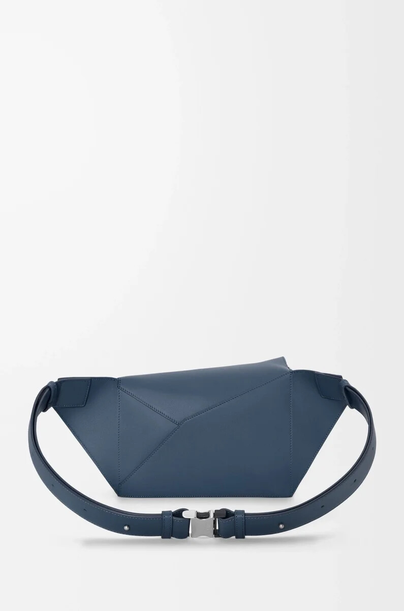 marsupio puzzle edge piccolo in pelle di vitello classica indigo dye
