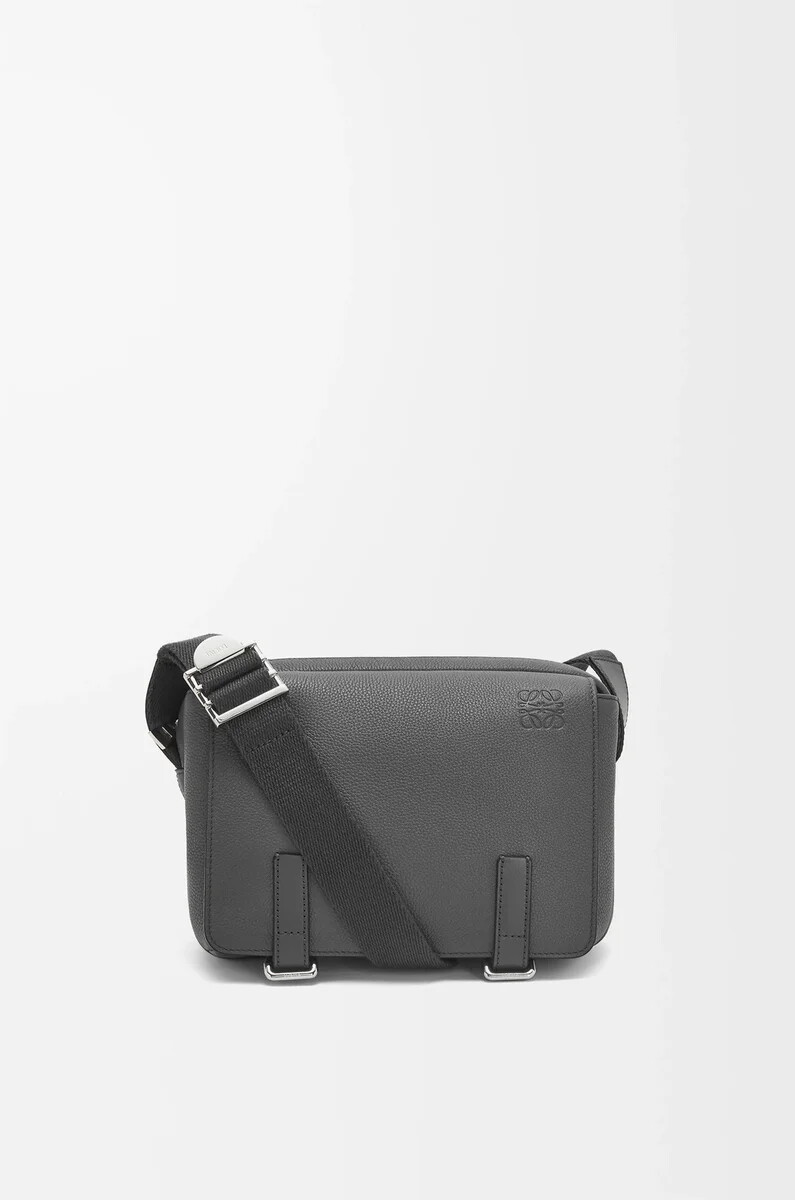 borsa a tracolla militare xs in morbida pelle di vitello granata antracite