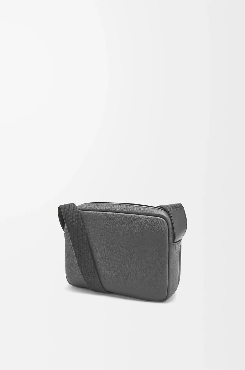 borsa a tracolla militare xs in morbida pelle di vitello granata antracite