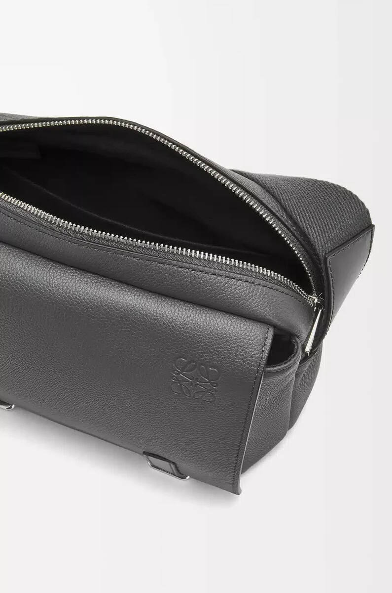 borsa a tracolla militare xs in morbida pelle di vitello granata antracite