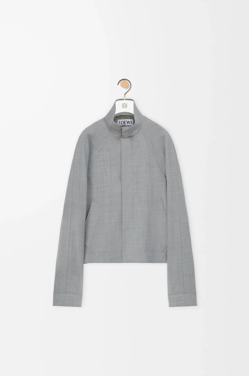 giacca con zip in lana grigio chiaro