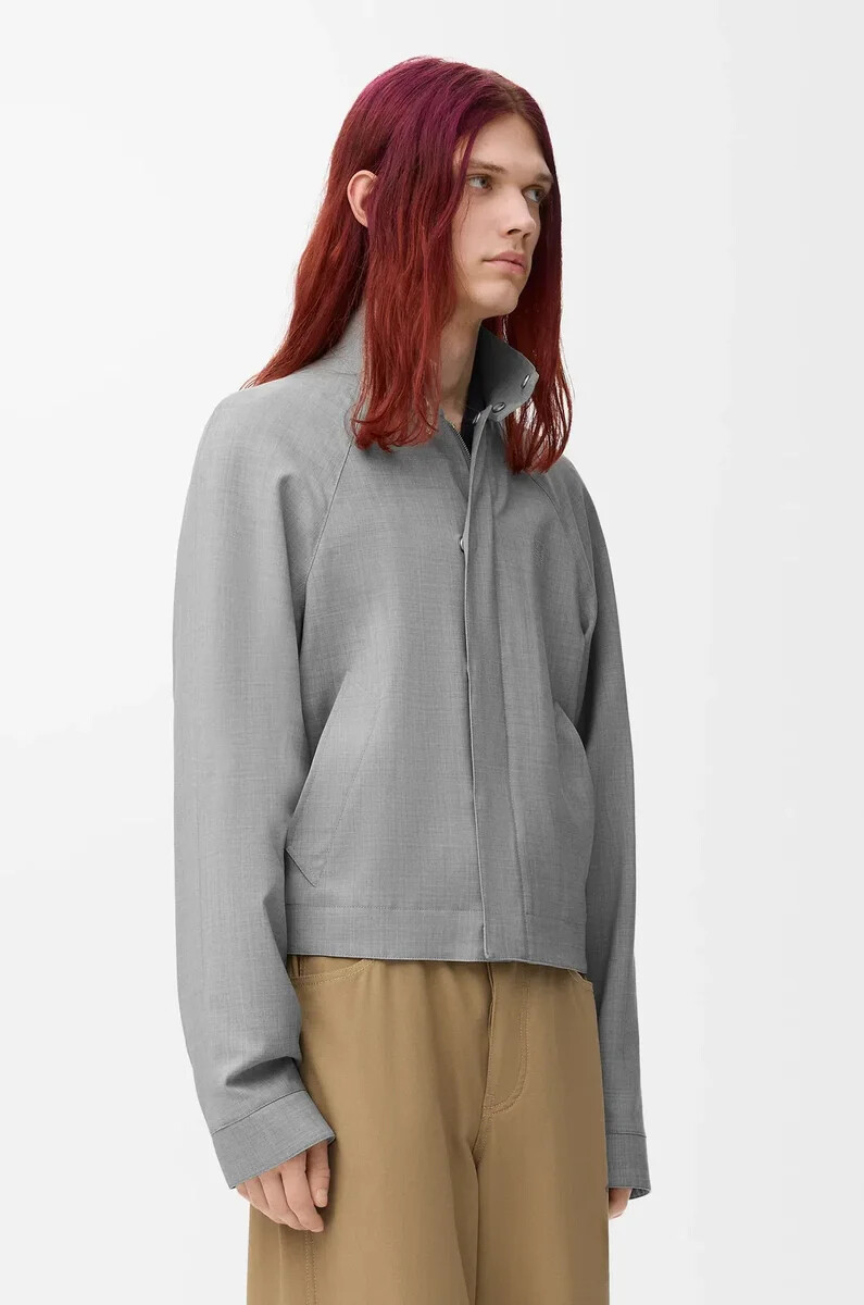 giacca con zip in lana grigio chiaro