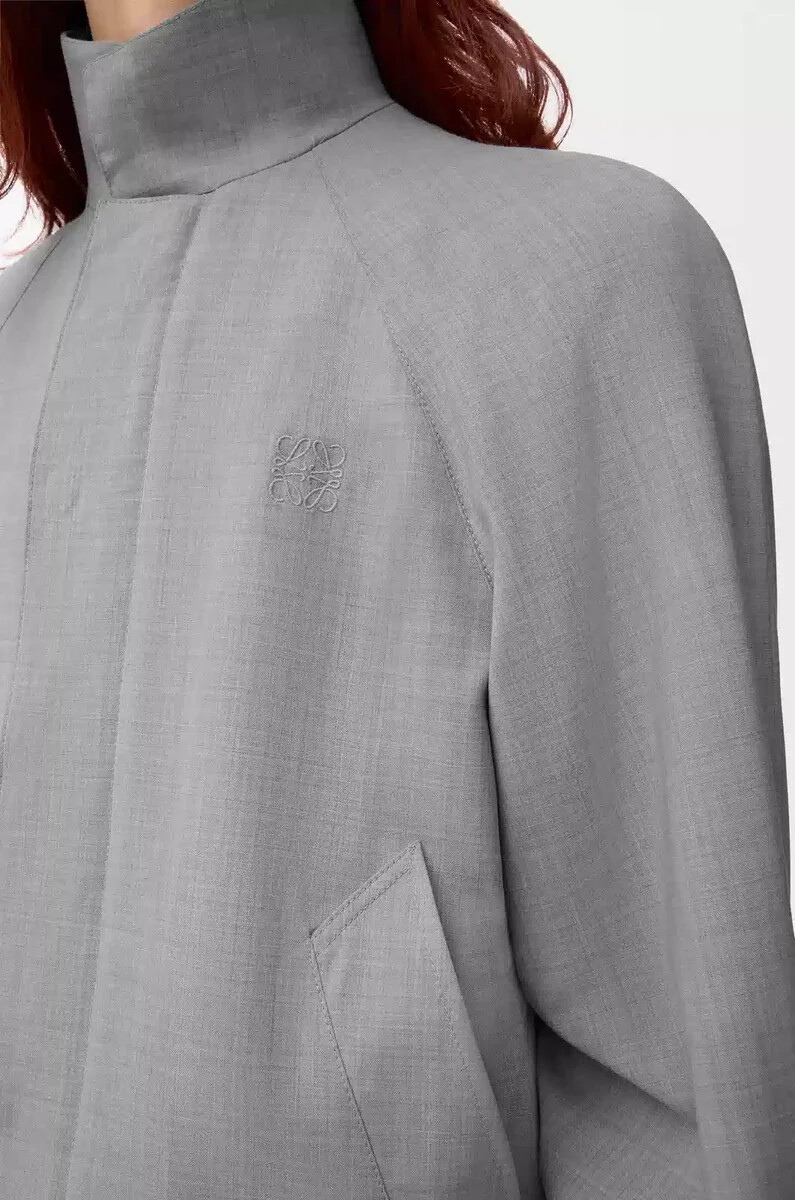 giacca con zip in lana grigio chiaro
