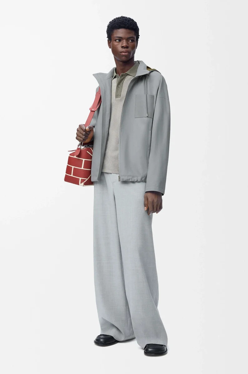 giacca con cappuccio in cotone grigio chiaro
