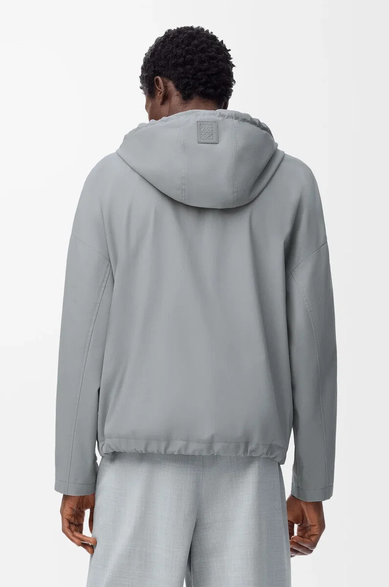 giacca con cappuccio in cotone grigio chiaro