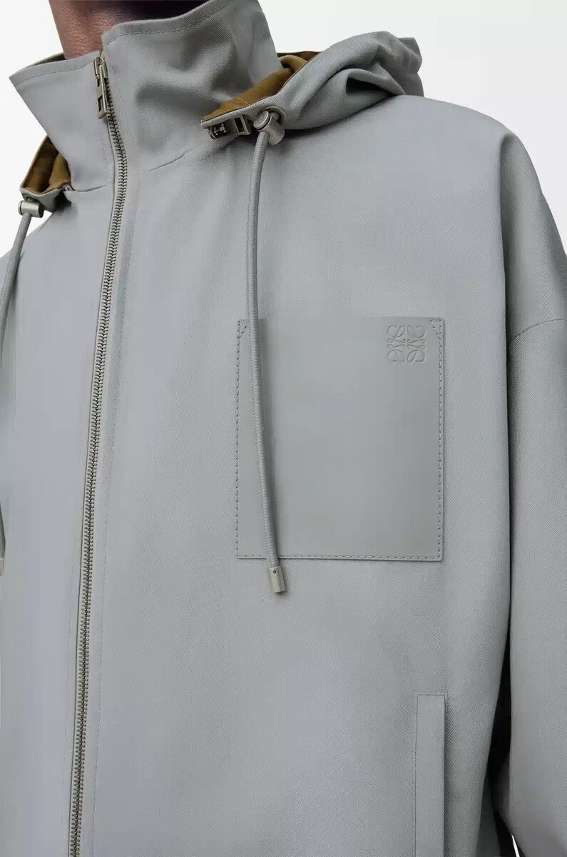 giacca con cappuccio in cotone grigio chiaro