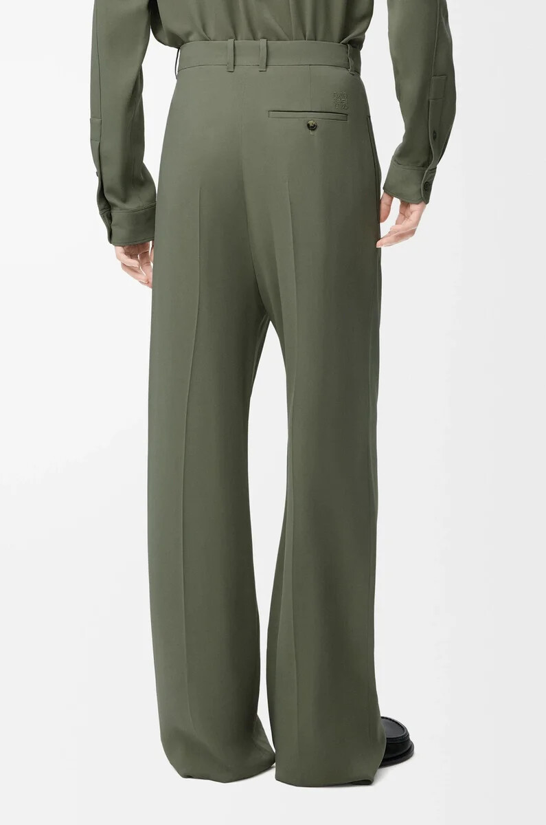 pantaloni in misto viscosa verde kaki
