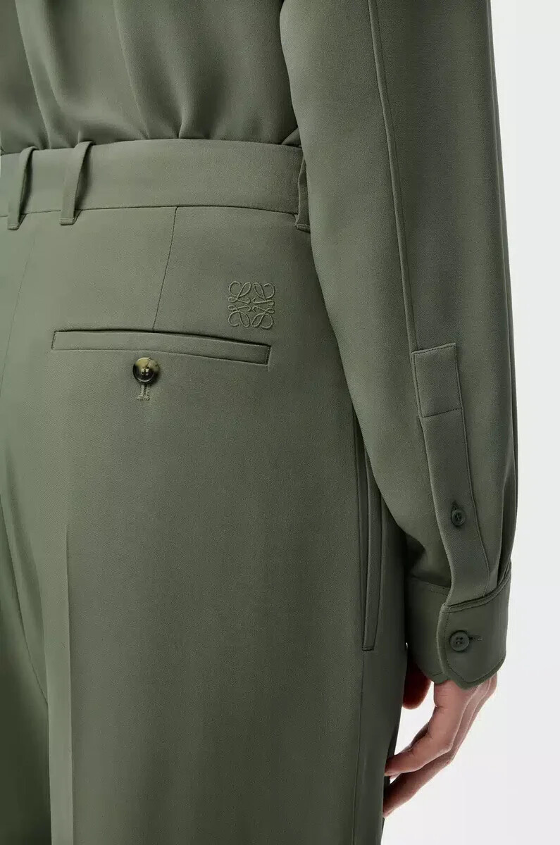 pantaloni in misto viscosa verde kaki