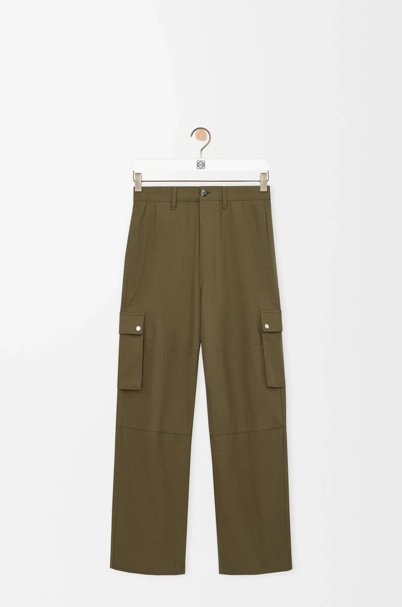 pantaloni cargo in cotone verde kaki