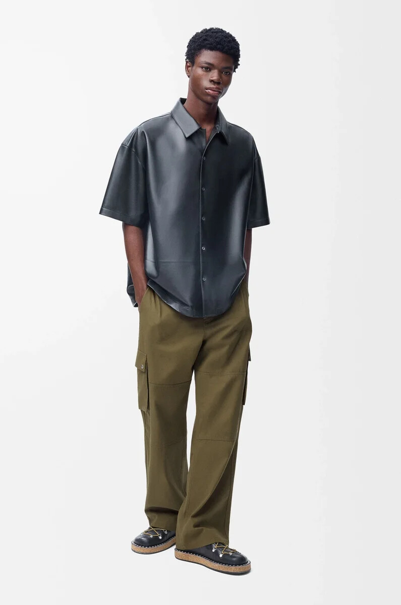 pantaloni cargo in cotone verde kaki