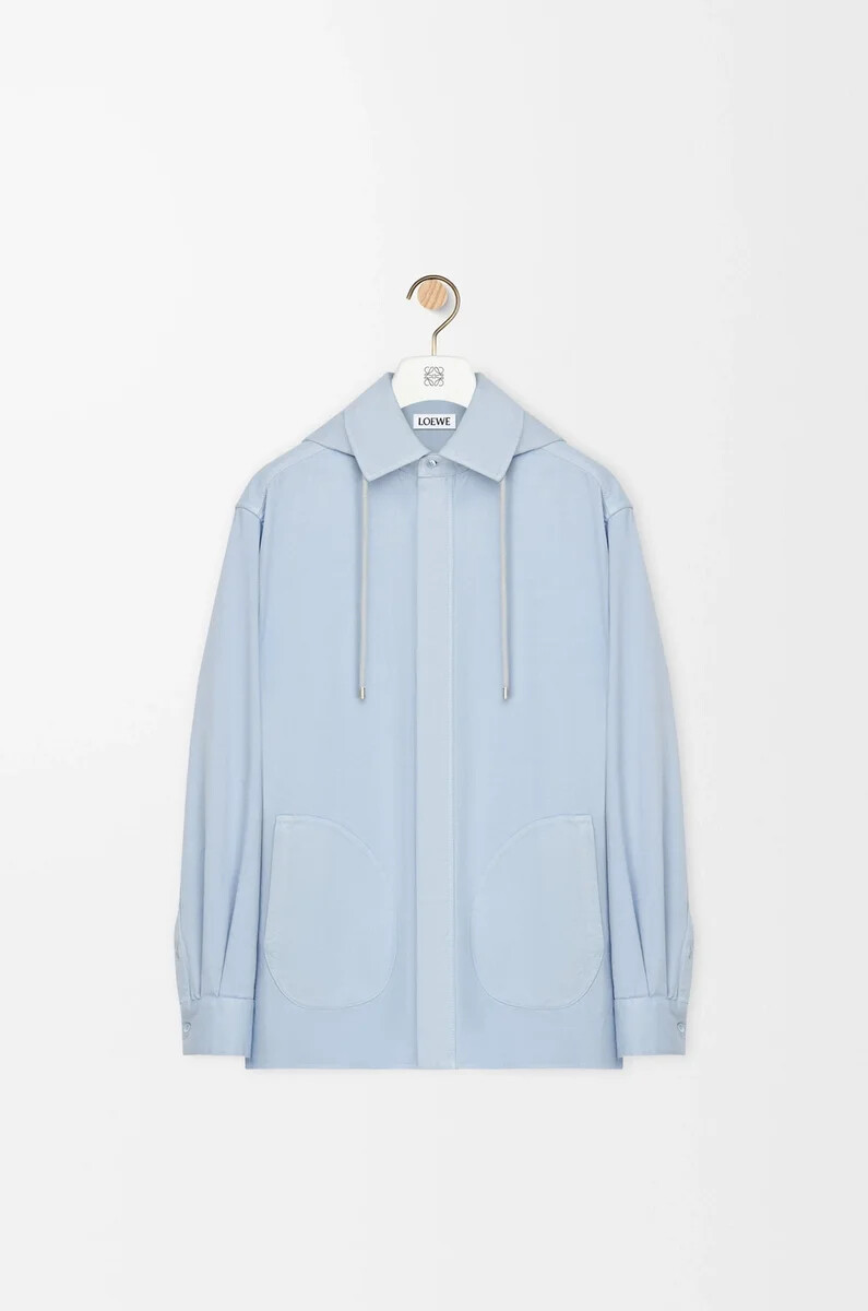 camicia con cappuccio in cotone azzurro