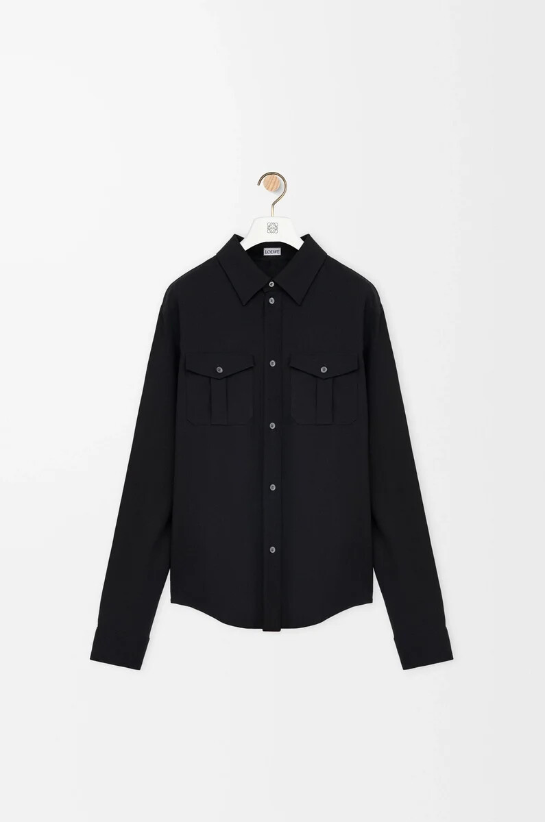 camicia in misto viscosa nero