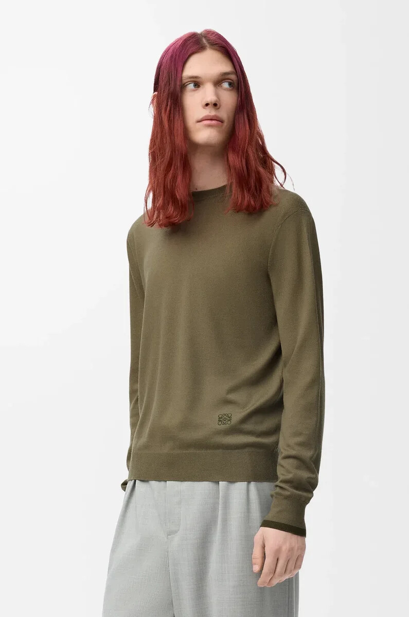 maglione in lana verdeverde kaki