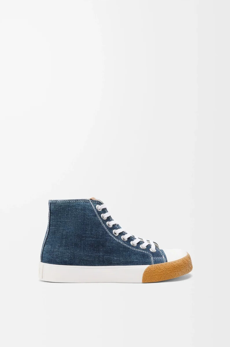 sneaker alta bloc in denim washed denim