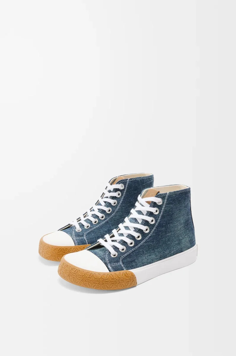sneaker alta bloc in denim washed denim