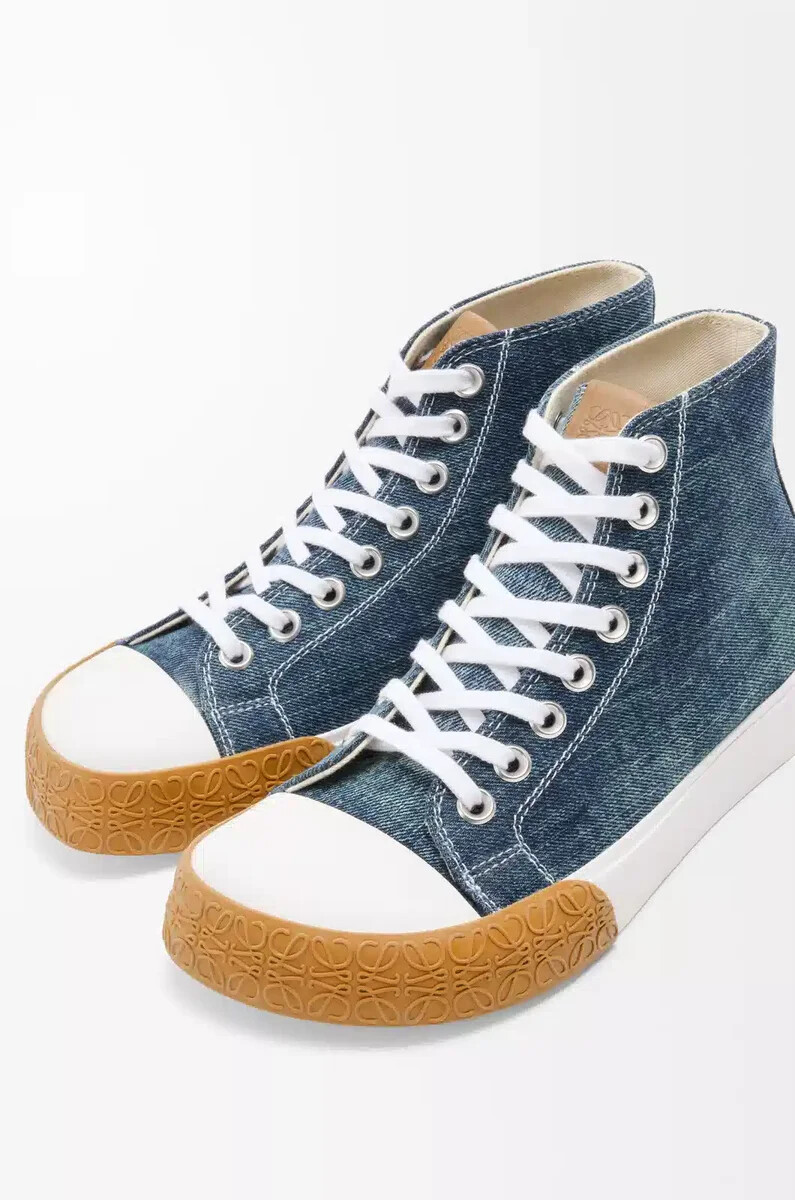sneaker alta bloc in denim washed denim