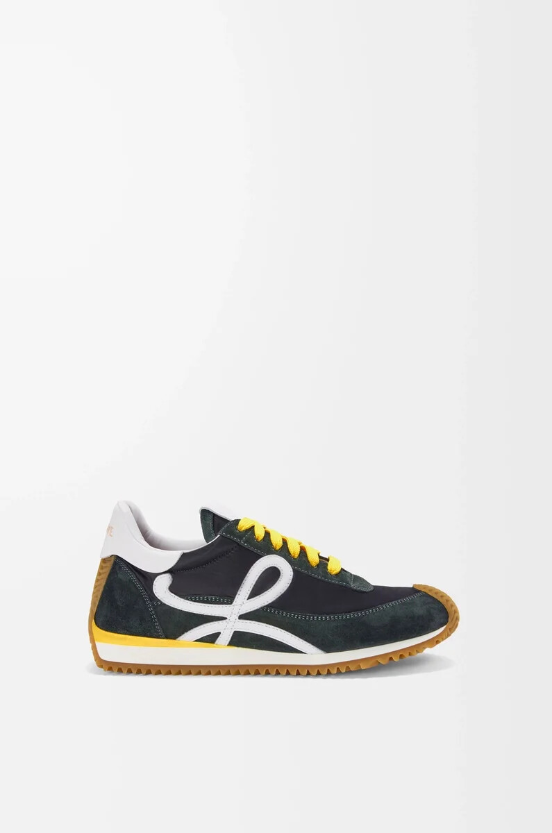 flow runner 2.0 in nylon e suede nerobiancocachi