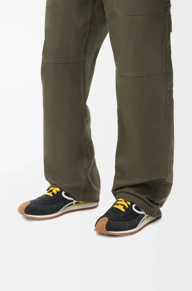 flow runner 2.0 in nylon e suede nerobiancocachi
