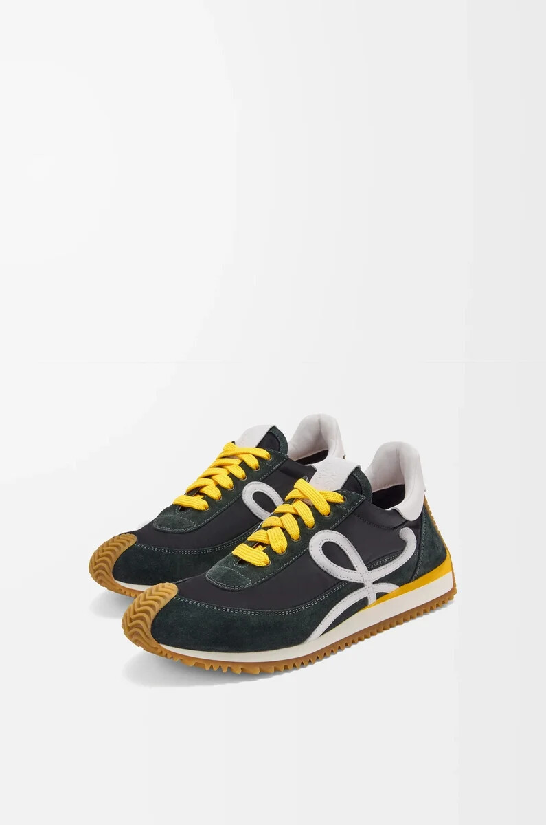 flow runner 2.0 in nylon e suede nerobiancocachi