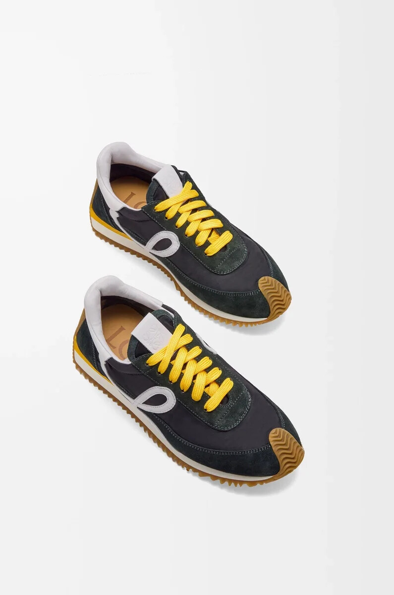 flow runner 2.0 in nylon e suede nerobiancocachi