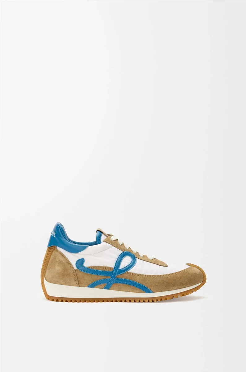flow runner 2.0 in nylon e suede sabbiablubianco