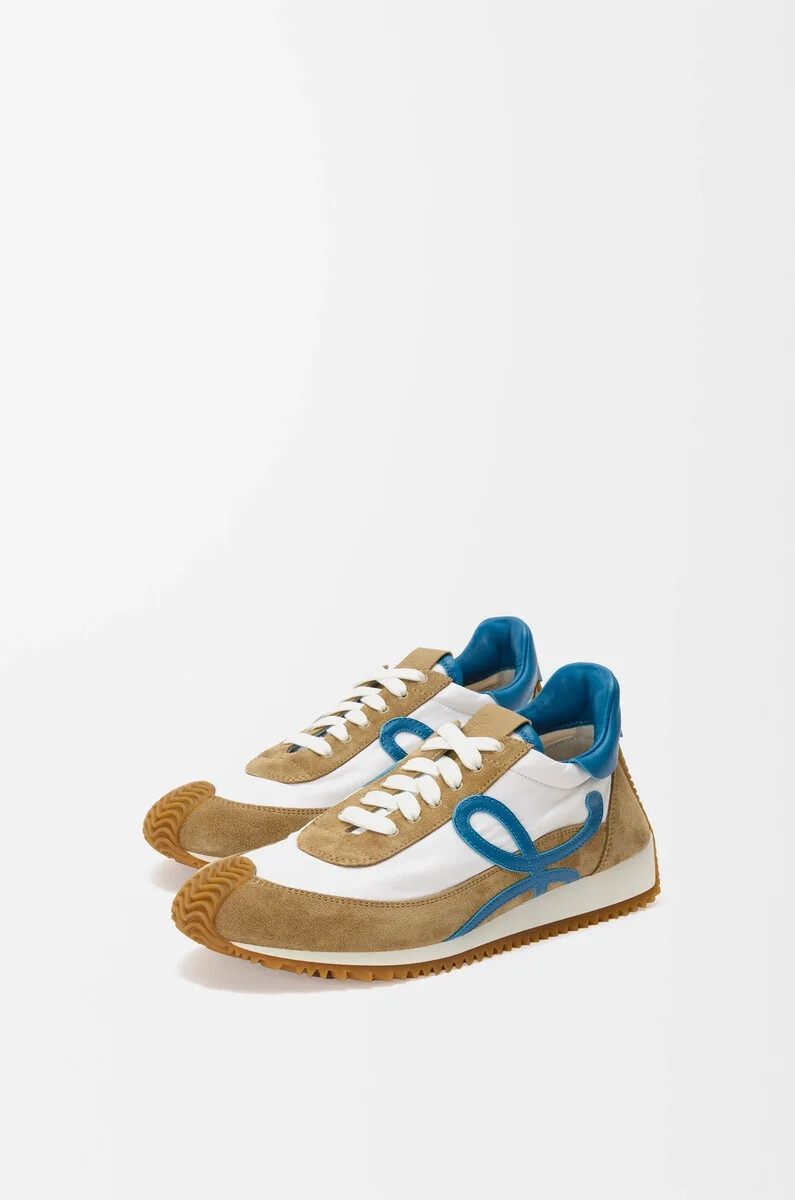 flow runner 2.0 in nylon e suede sabbiablubianco