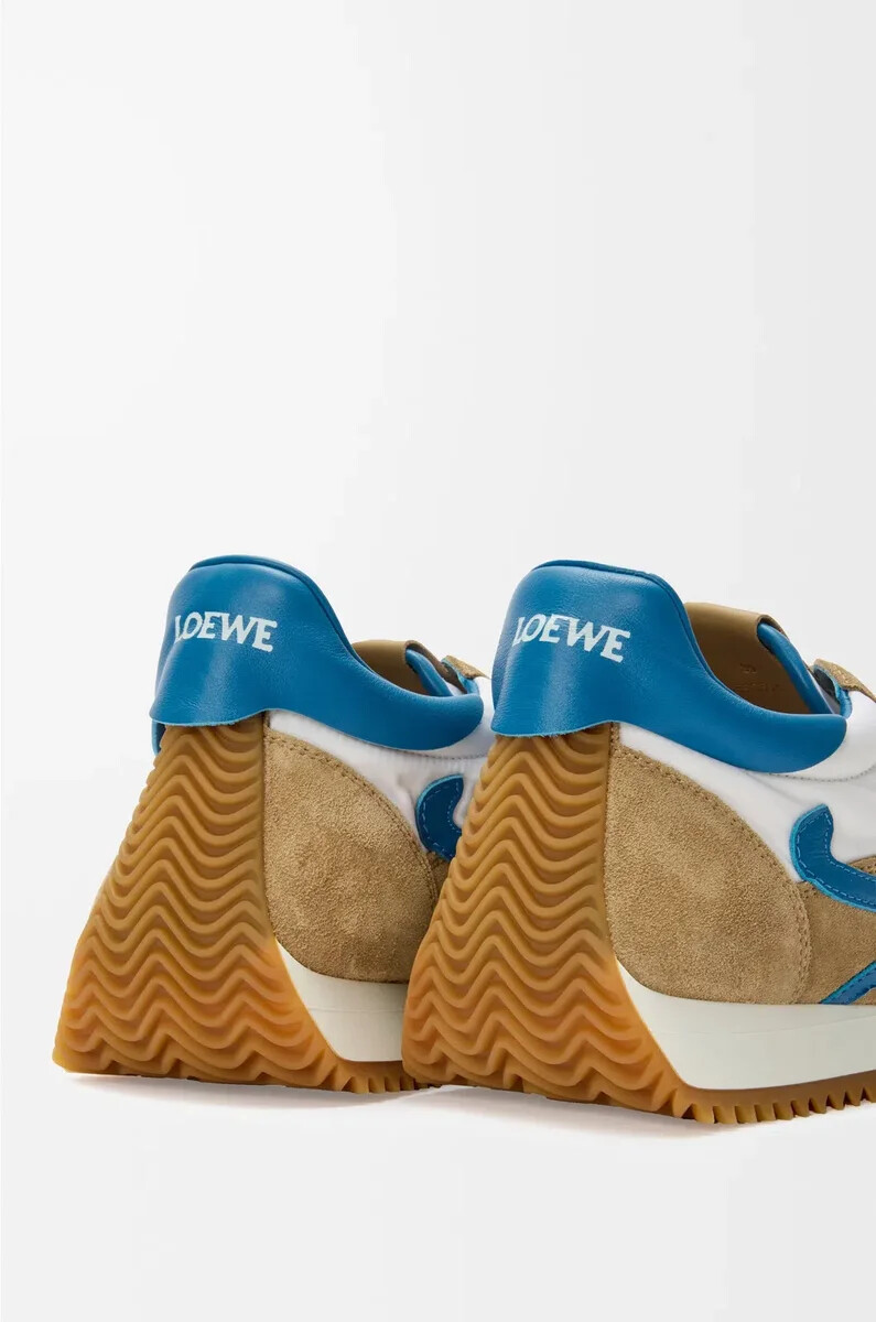 flow runner 2.0 in nylon e suede sabbiablubianco