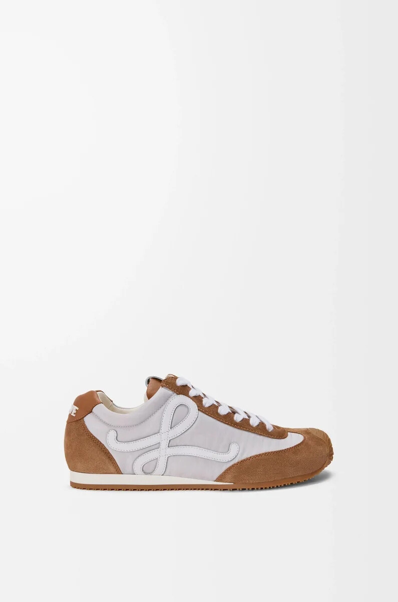 ballet runner 2.0 in nylon e pelle di vitello grigiobiancotan
