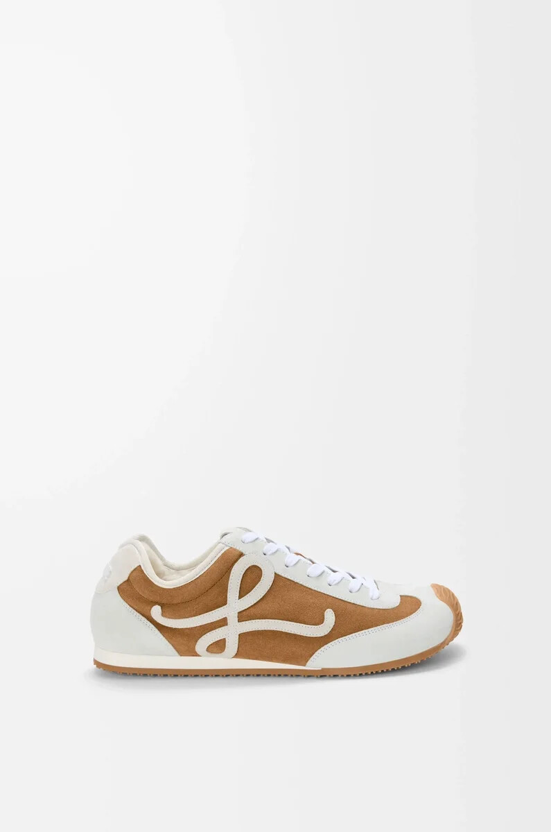 ballet runner 2.0 in pelle scamosciata e shearling tanwhite