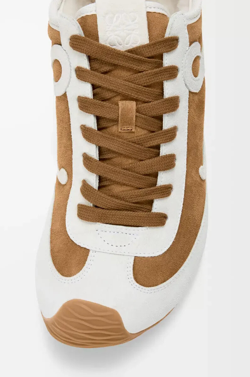 ballet runner 2.0 in pelle scamosciata e shearling tanwhite