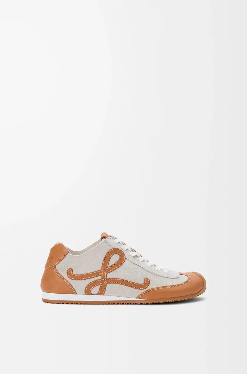 ballet runner 2.0 sfoderata in pelle di cervo e vitello conciato al vegetale soft whitetan