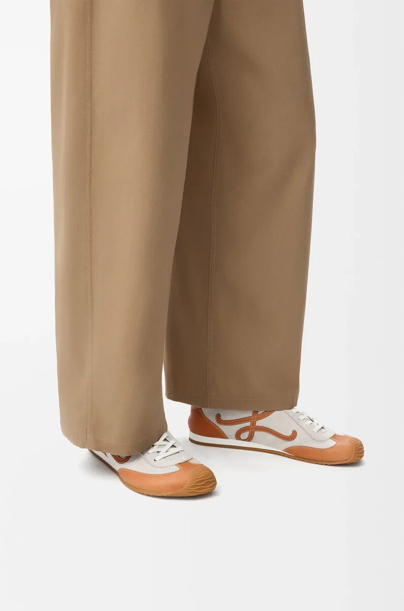 ballet runner 2.0 sfoderata in pelle di cervo e vitello conciato al vegetale soft whitetan