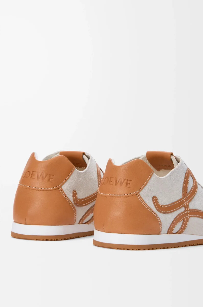 ballet runner 2.0 sfoderata in pelle di cervo e vitello conciato al vegetale soft whitetan