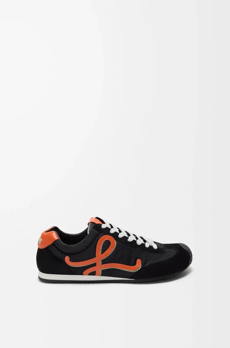 ballet runner 2.0 in nylon e pelle di vitello neroarancioneverde pallido