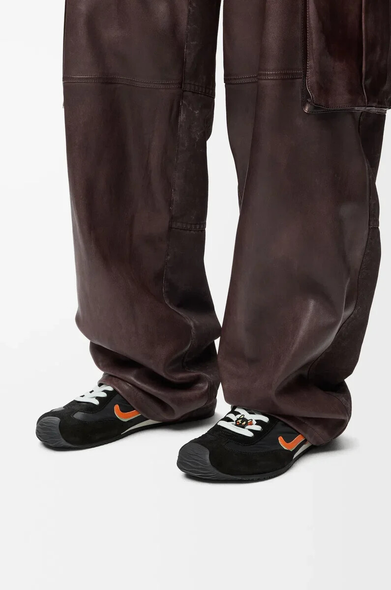 ballet runner 2.0 in nylon e pelle di vitello neroarancioneverde pallido