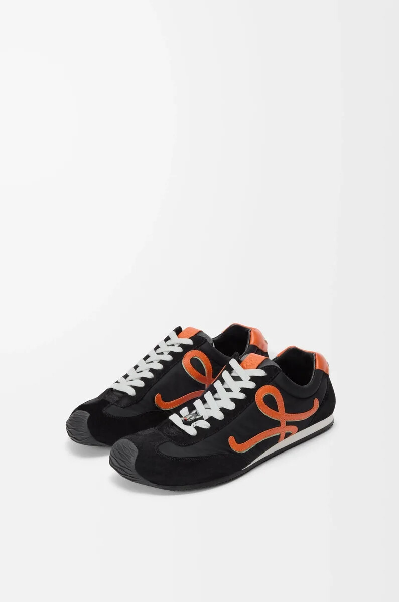 ballet runner 2.0 in nylon e pelle di vitello neroarancioneverde pallido