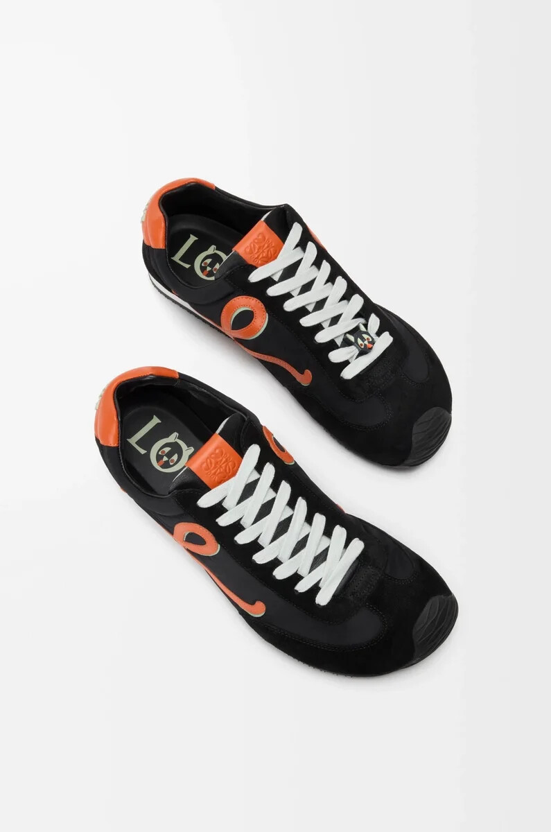 ballet runner 2.0 in nylon e pelle di vitello neroarancioneverde pallido