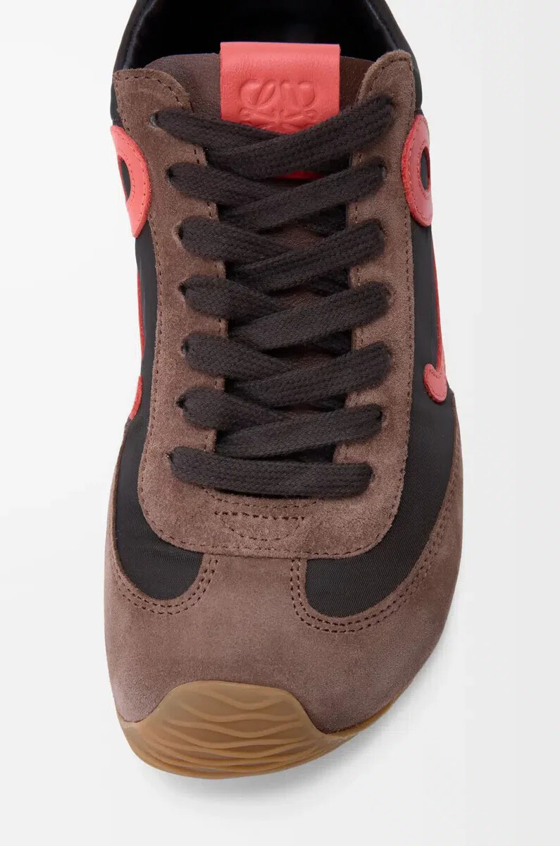 ballet runner 2.0 in nylon e vitello cioccolatocorallogiallo