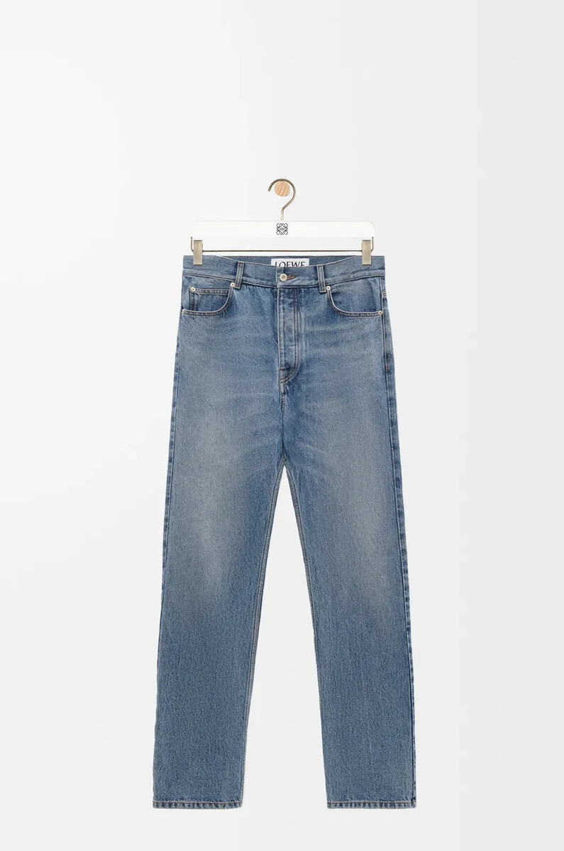 jeans a gamba dritta in denim blu