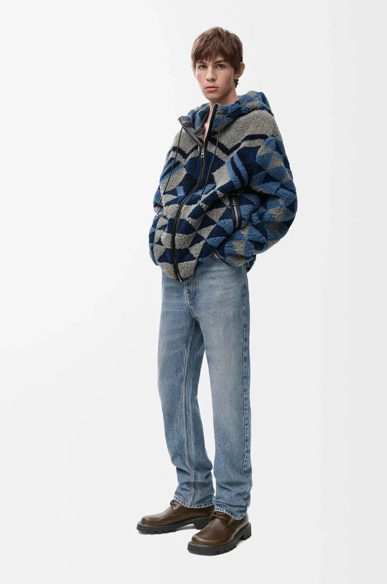 jeans a gamba dritta in denim blu