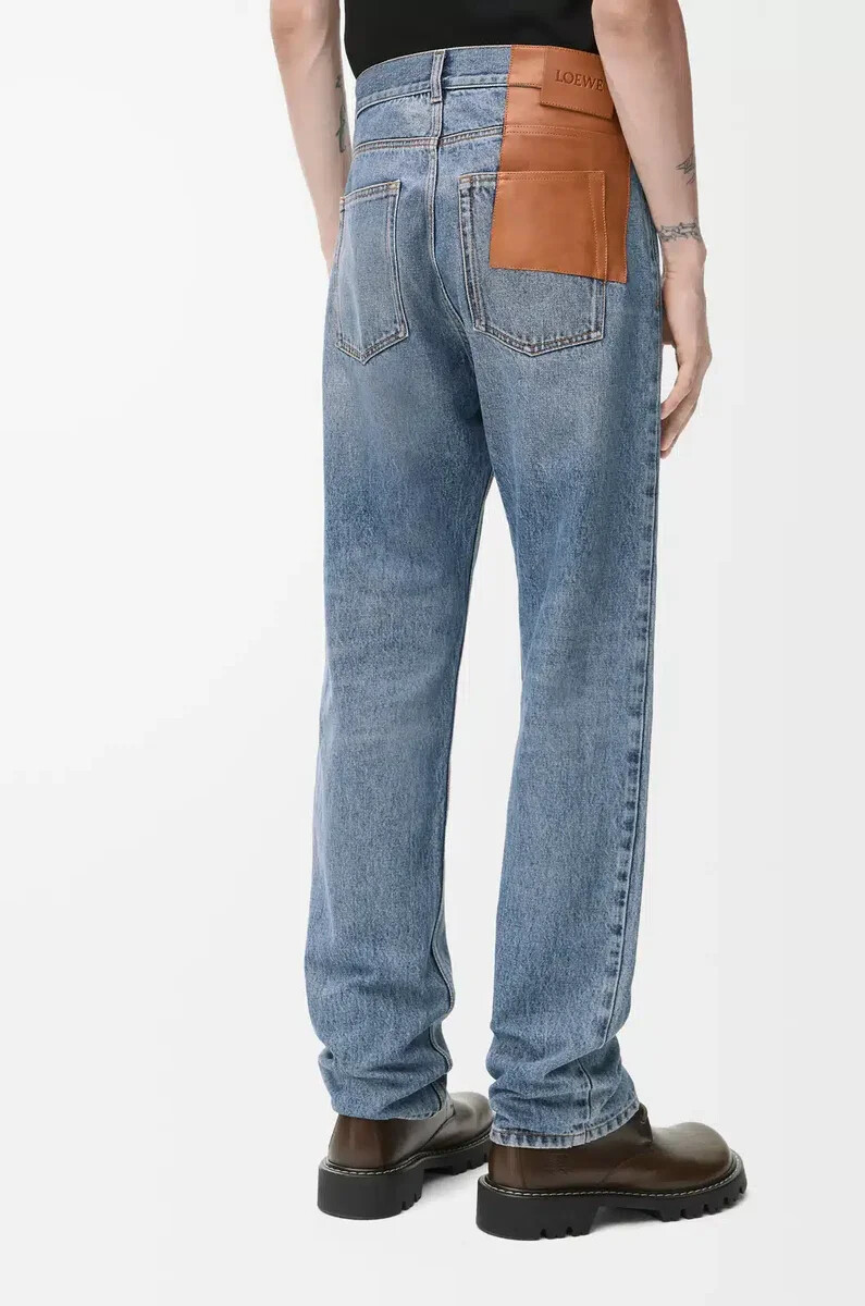 jeans a gamba dritta in denim blu