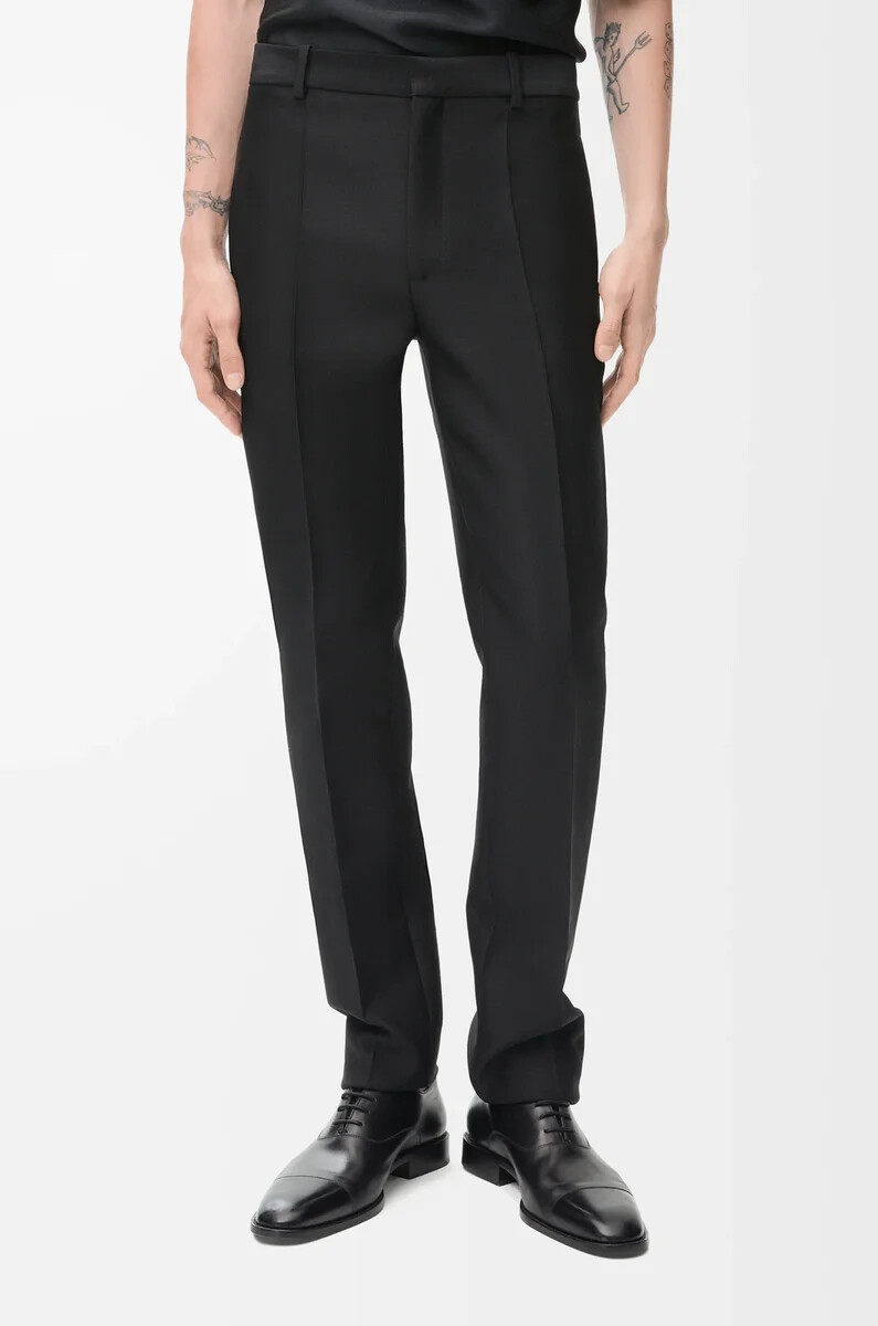 pantaloni in lana e seta nero
