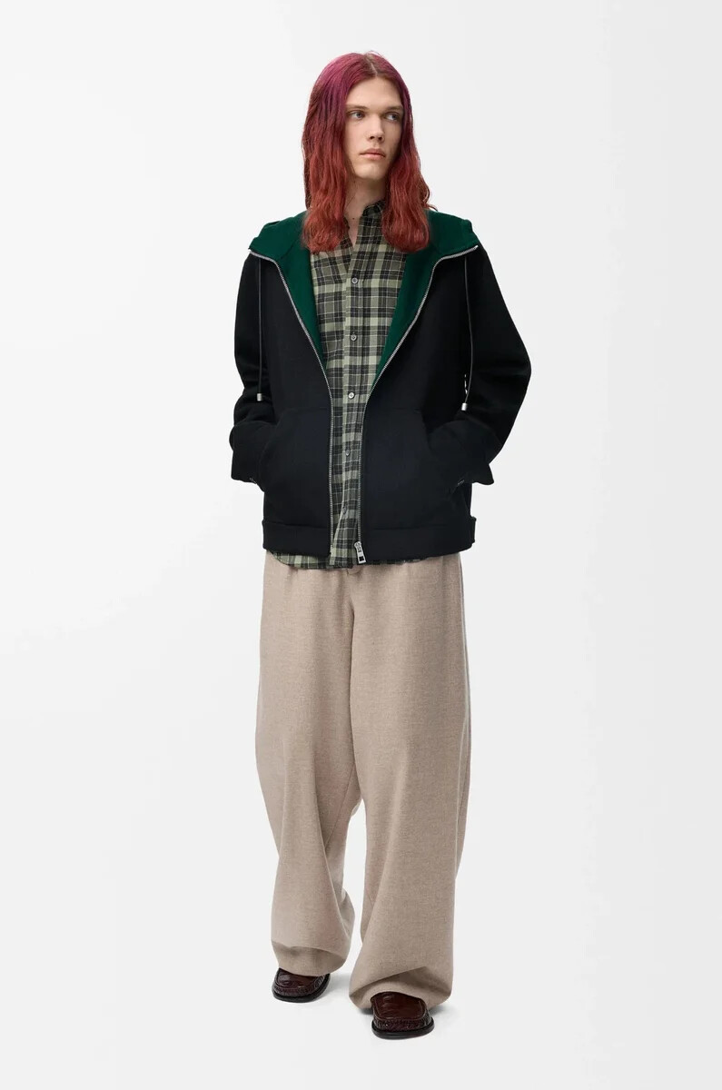 pantaloni con coulisse in lana e cashmere beige melange