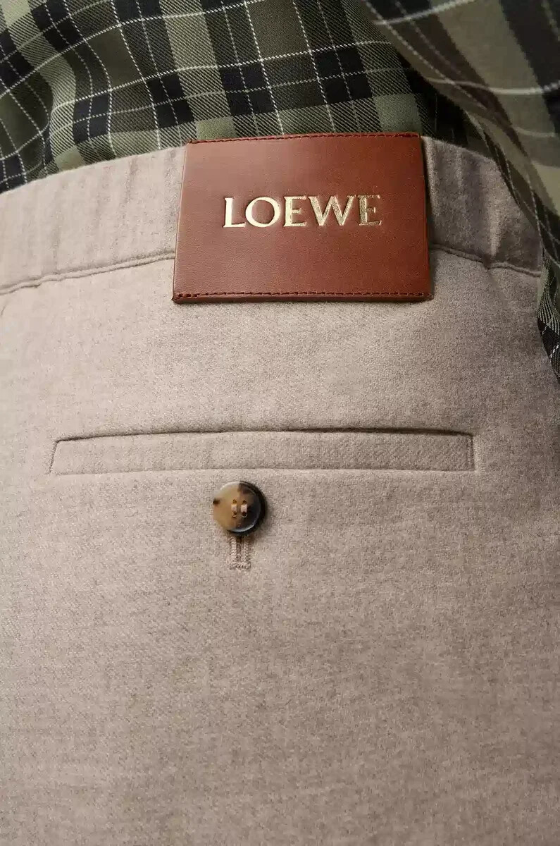 pantaloni con coulisse in lana e cashmere beige melange