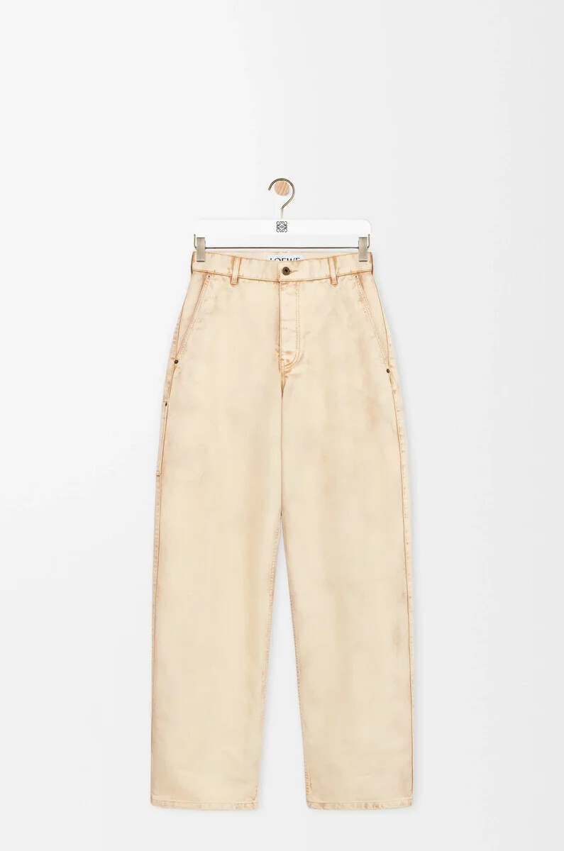 pantaloni in cotone beige