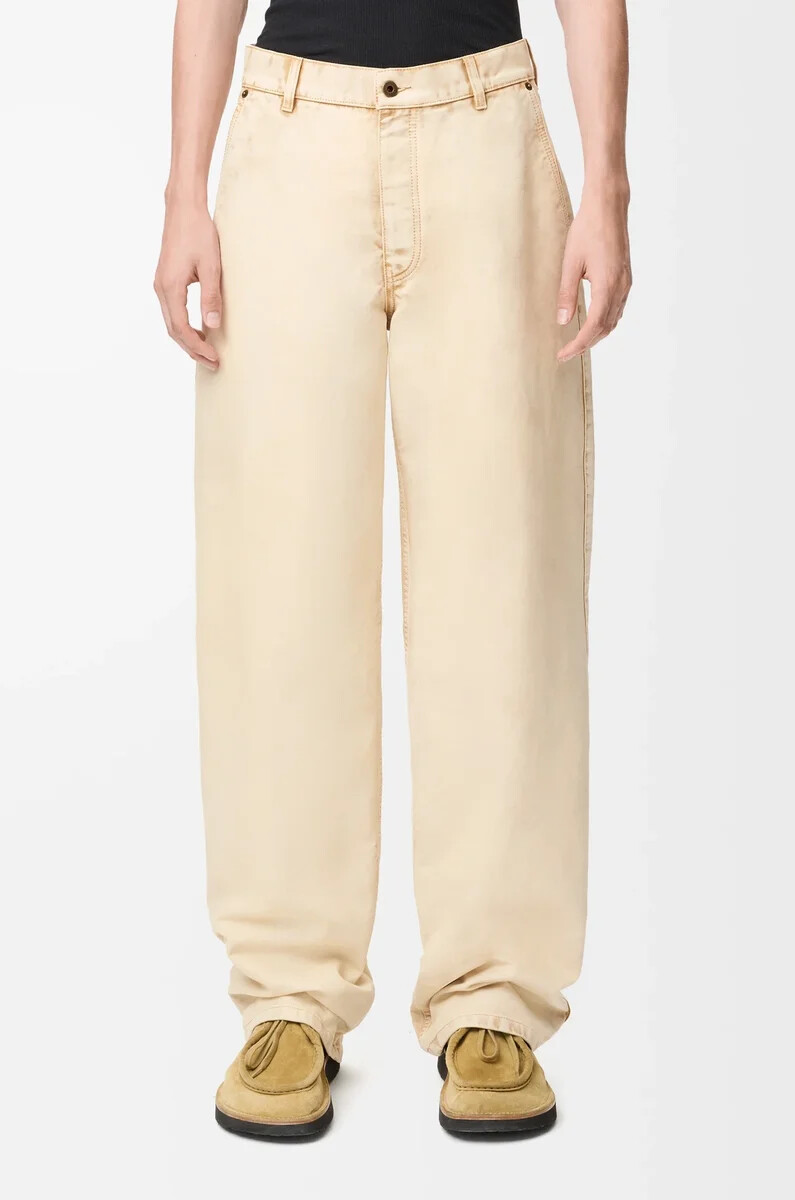 pantaloni in cotone beige