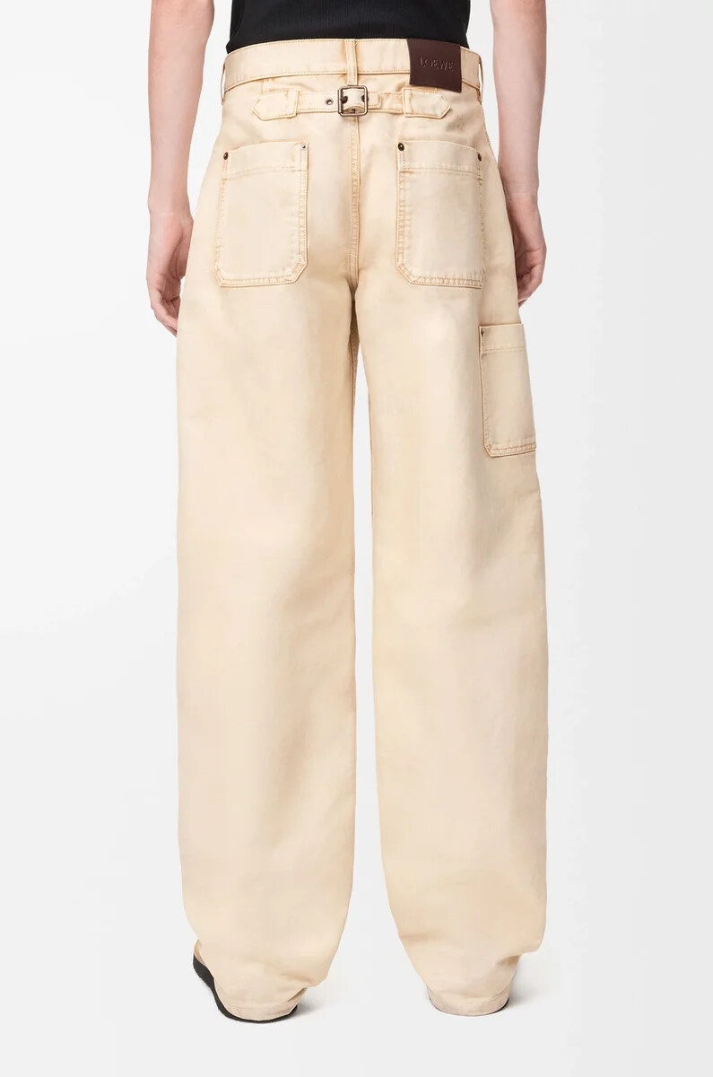 pantaloni in cotone beige