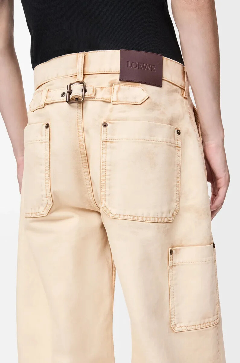 pantaloni in cotone beige