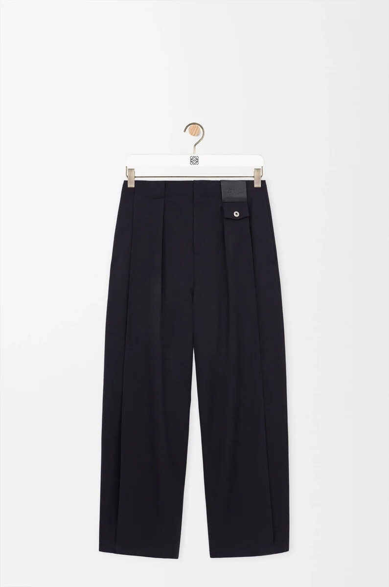pantaloni in lana blu navy scuro