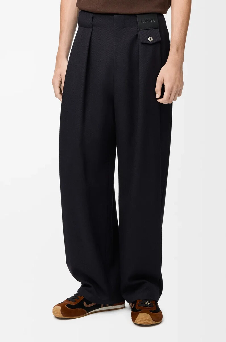 pantaloni in lana blu navy scuro